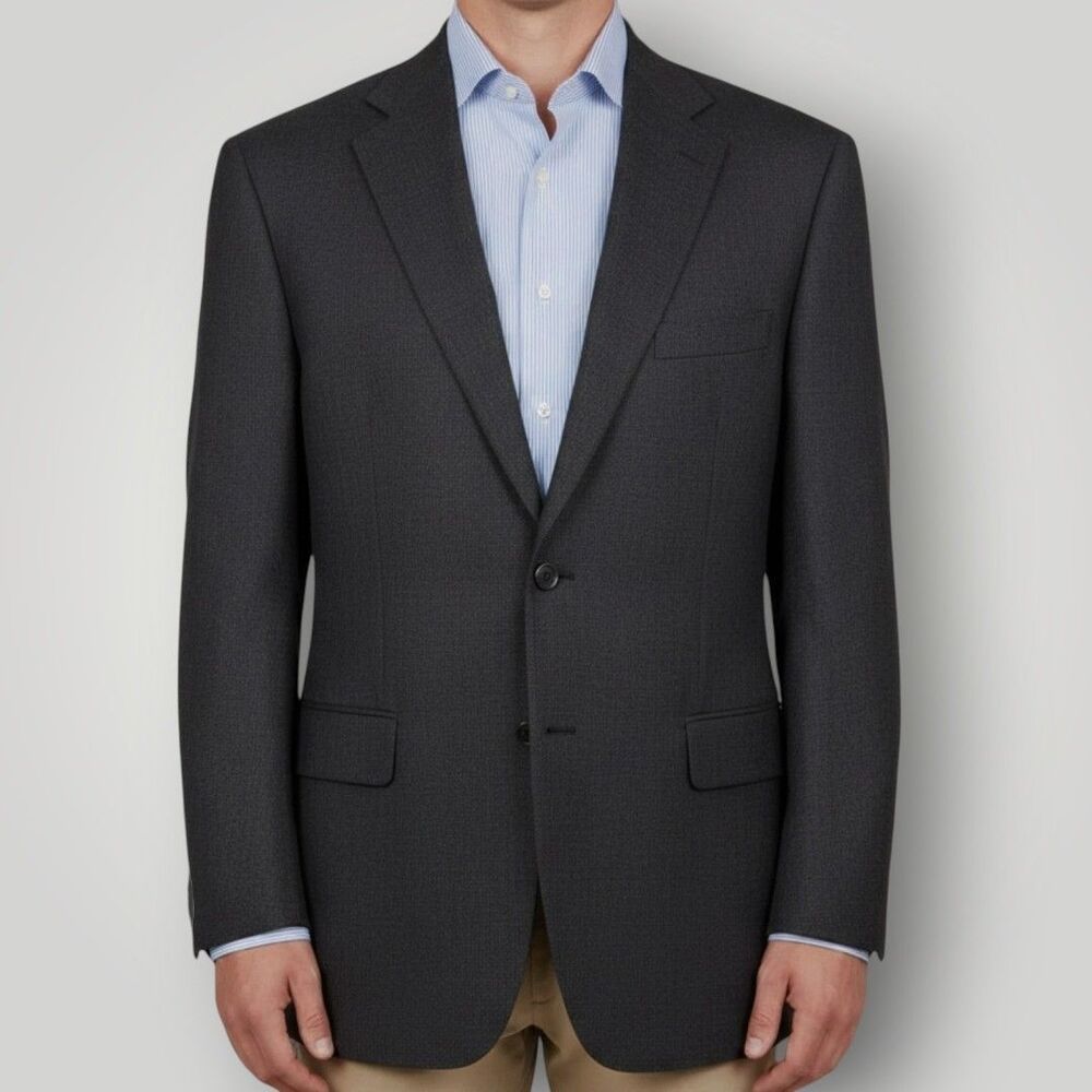 OAK HILL Men's Blazer 2XLT 50/52T Sport Coat Two Button Suit Jacket Gray Wool